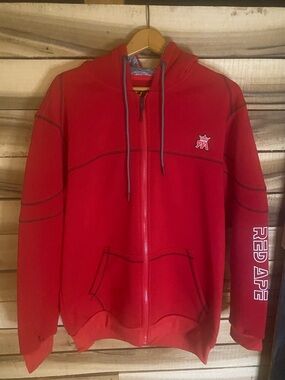 Red Ape Full-Zip Hoodie with Hood size large